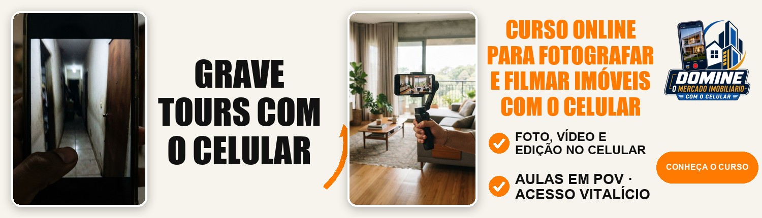Anúncio do curso Domine o mercado imobiliário com o celular: Grave tours com o celular