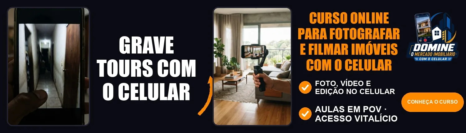 Anúncio do curso Domine o mercado imobiliário com o celular: Grave tours com o celular