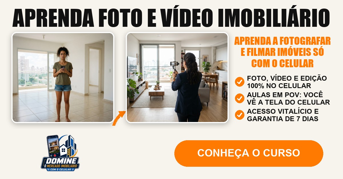 Anúncio do curso Domine o mercado imobiliário com o celular: Aprenda foto e vídeo imobiliário