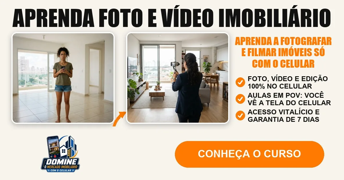 Anúncio do curso Domine o mercado imobiliário com o celular: Aprenda foto e vídeo imobiliário