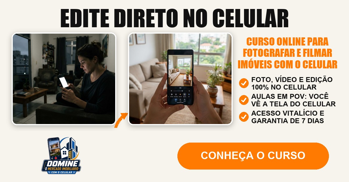 Anúncio do curso Domine o mercado imobiliário com o celular: Edite direto no celular