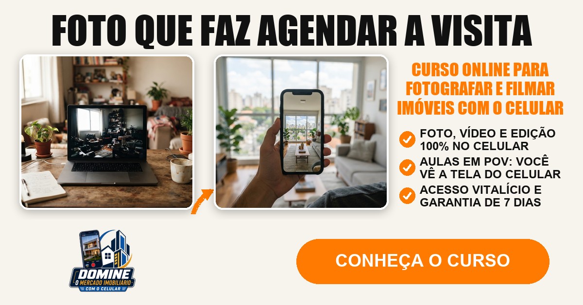 Anúncio do curso Domine o mercado imobiliário com o celular: Foto que faz agendar a visita