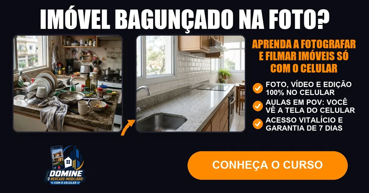Anúncio do curso Domine o mercado imobiliário com o celular: Imóvel bagunçado na foto?