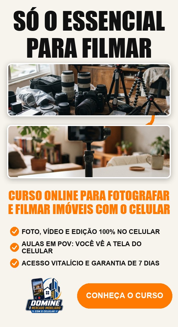 Anúncio do curso Domine o mercado imobiliário com o celular: Só o essencial para filmar