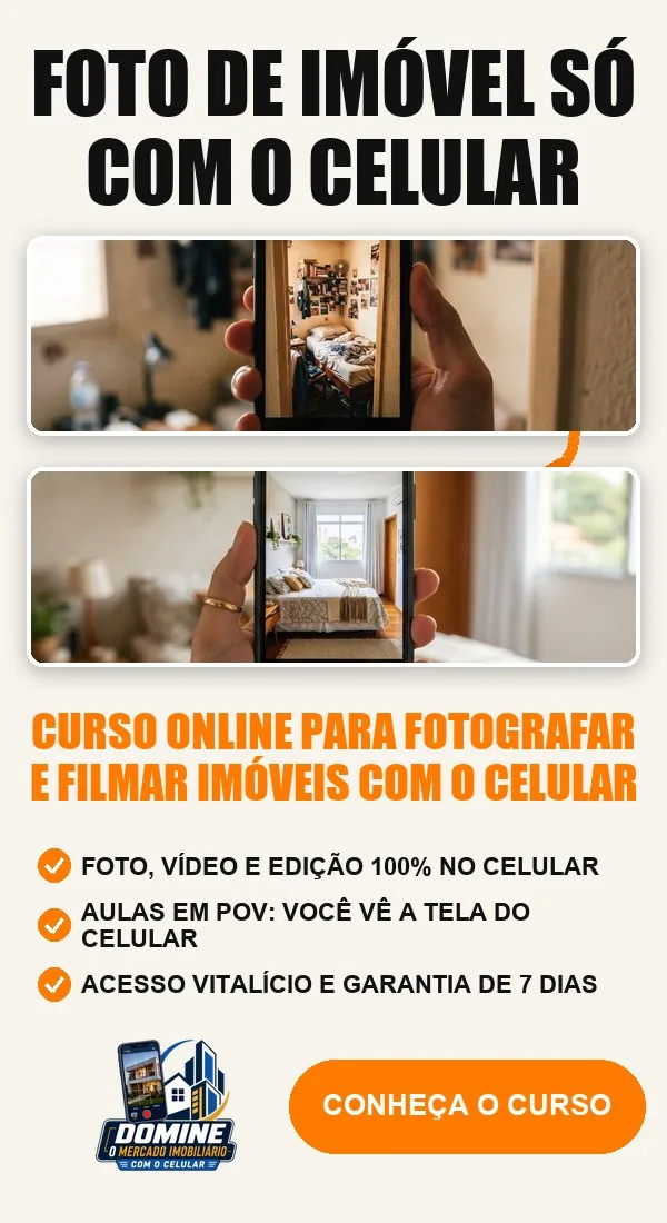 Anúncio do curso Domine o mercado imobiliário com o celular: Foto de imóvel só com o celular