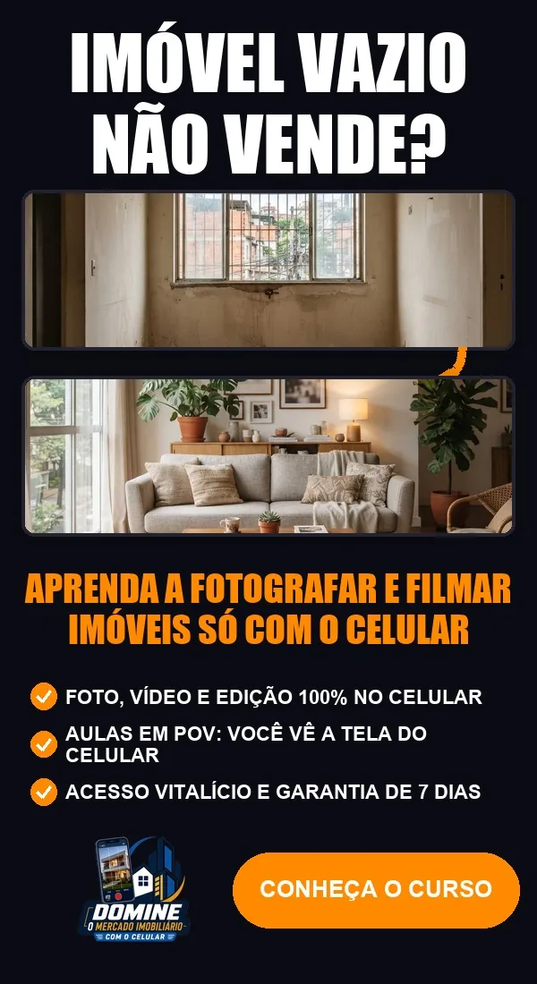 Anúncio do curso Domine o mercado imobiliário com o celular: Imóvel vazio não vende?