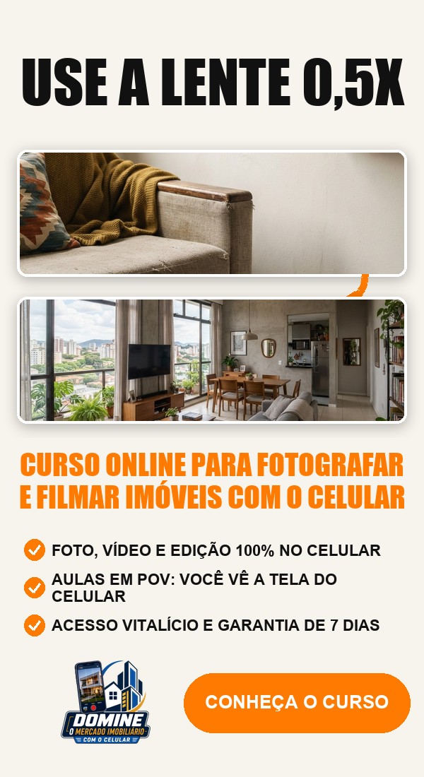 Anúncio do curso Domine o mercado imobiliário com o celular: Use a lente 0,5x