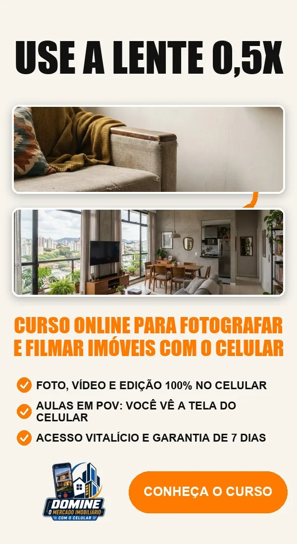 Anúncio do curso Domine o mercado imobiliário com o celular: Use a lente 0,5x