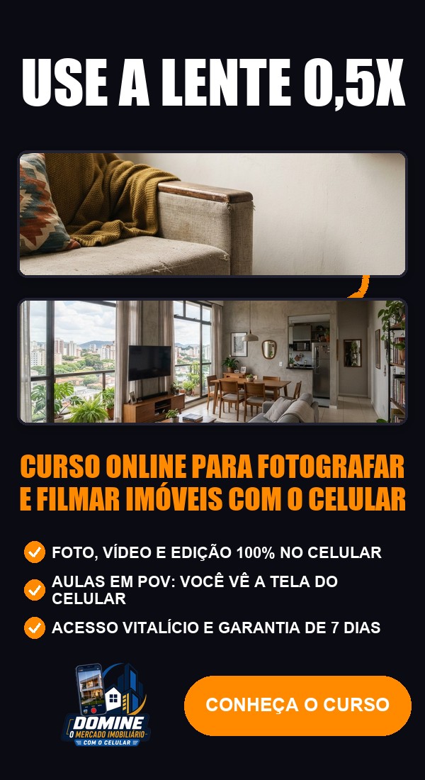 Anúncio do curso Domine o mercado imobiliário com o celular: Use a lente 0,5x