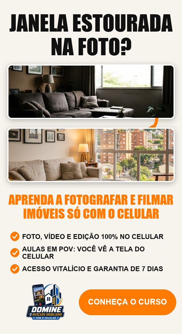 Anúncio do curso Domine o mercado imobiliário com o celular: Janela estourada na foto?