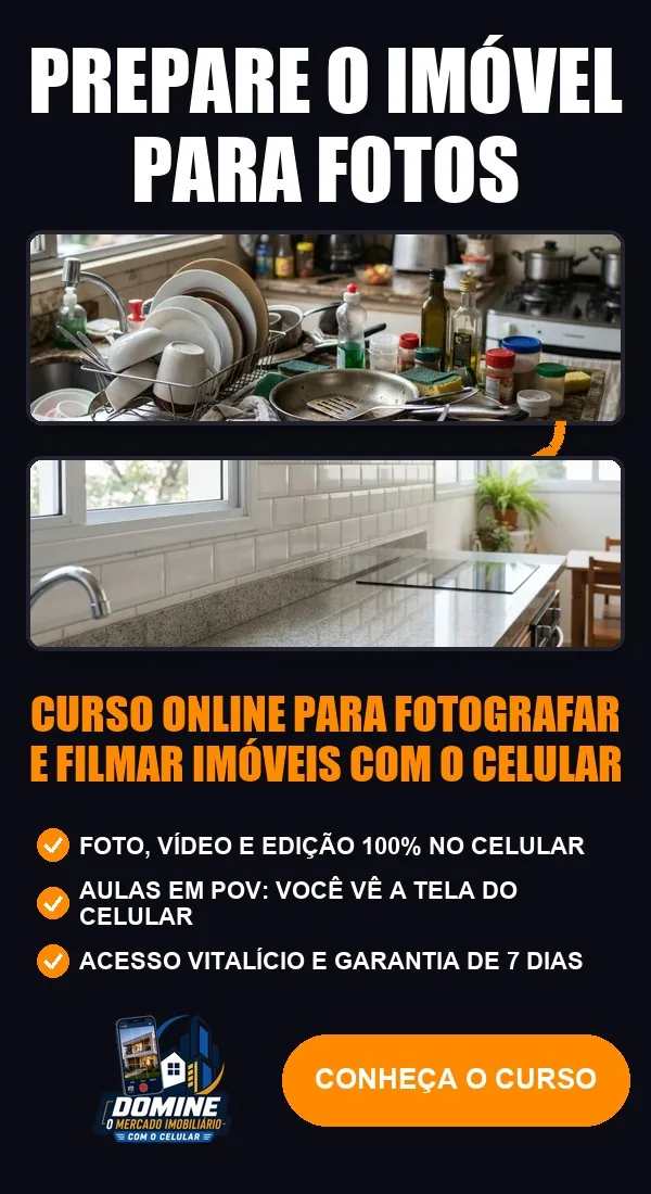 Anúncio do curso Domine o mercado imobiliário com o celular: Prepare o imóvel para fotos