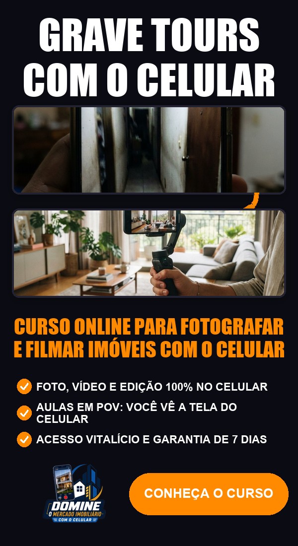 Anúncio do curso Domine o mercado imobiliário com o celular: Grave tours com o celular