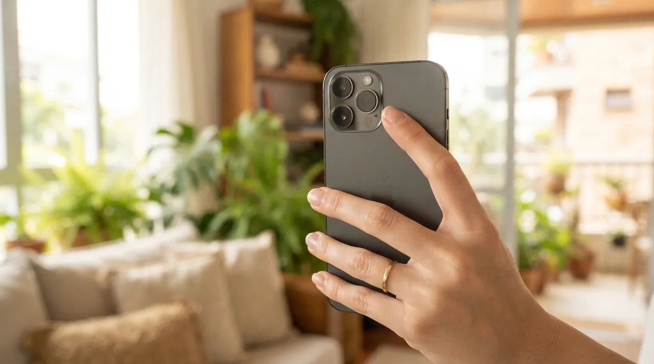 Teste do dedo nos equipamentos para fotografia imobiliária para confirmar lente 0,5x real
