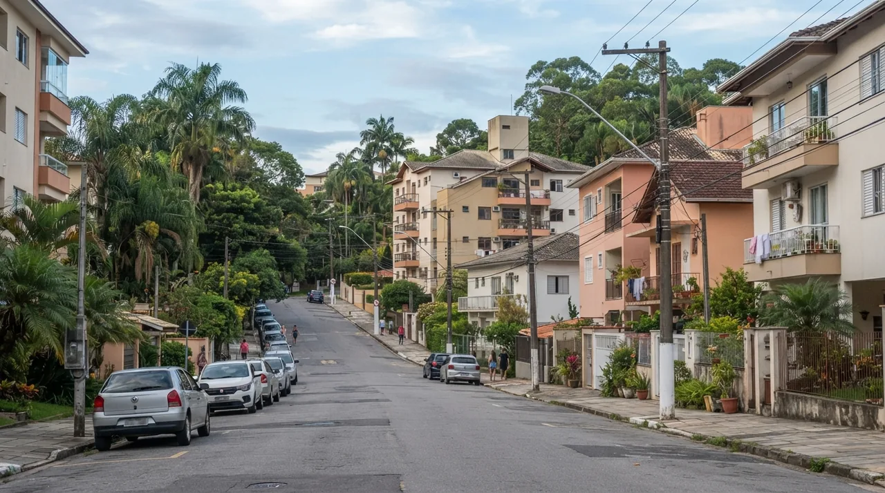 Rua residencial em Florianópolis