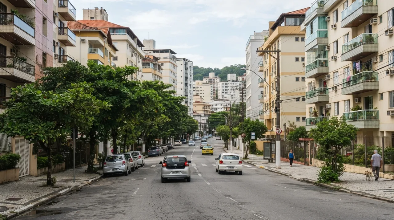 Rua residencial em Santos