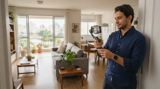 Planejamento de roteiro de vídeo imobiliário antes de iniciar o tour One Shot