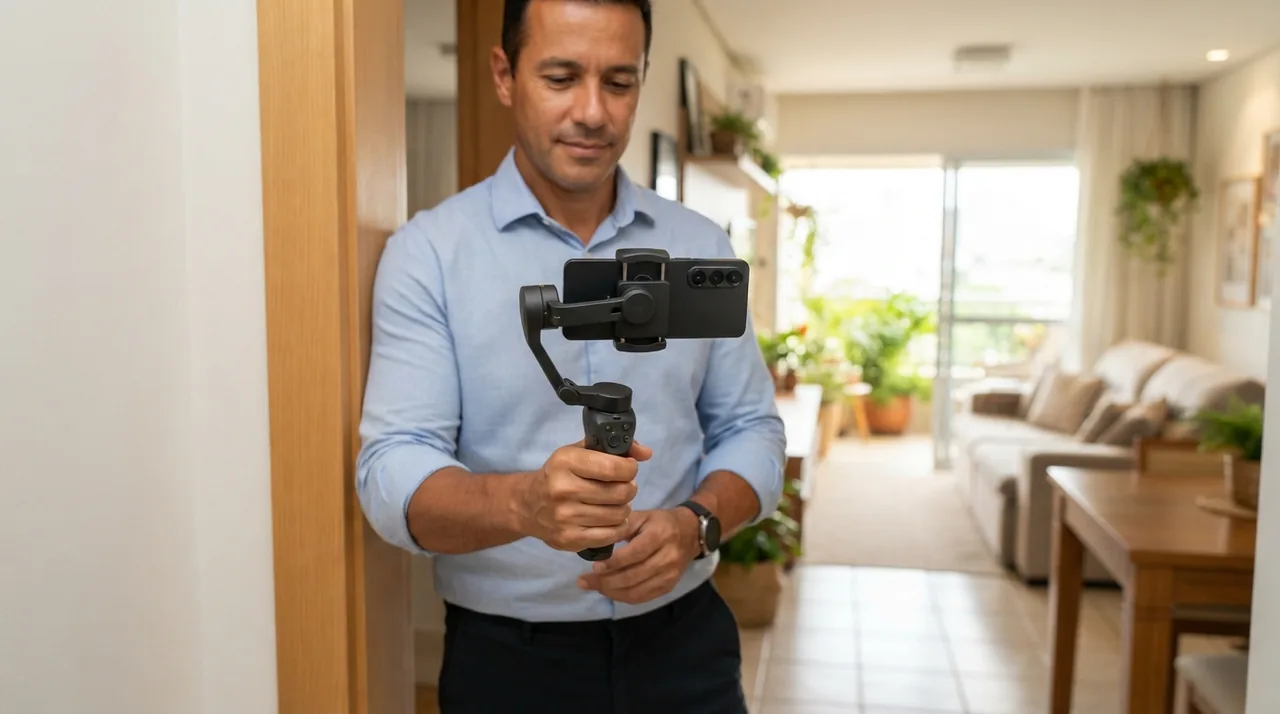 Planejamento de roteiro de vídeo imobiliário antes de iniciar o tour One Shot