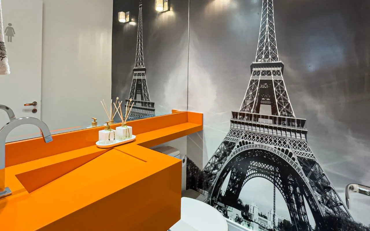 Lavabo decorado, fechando o percurso da visita